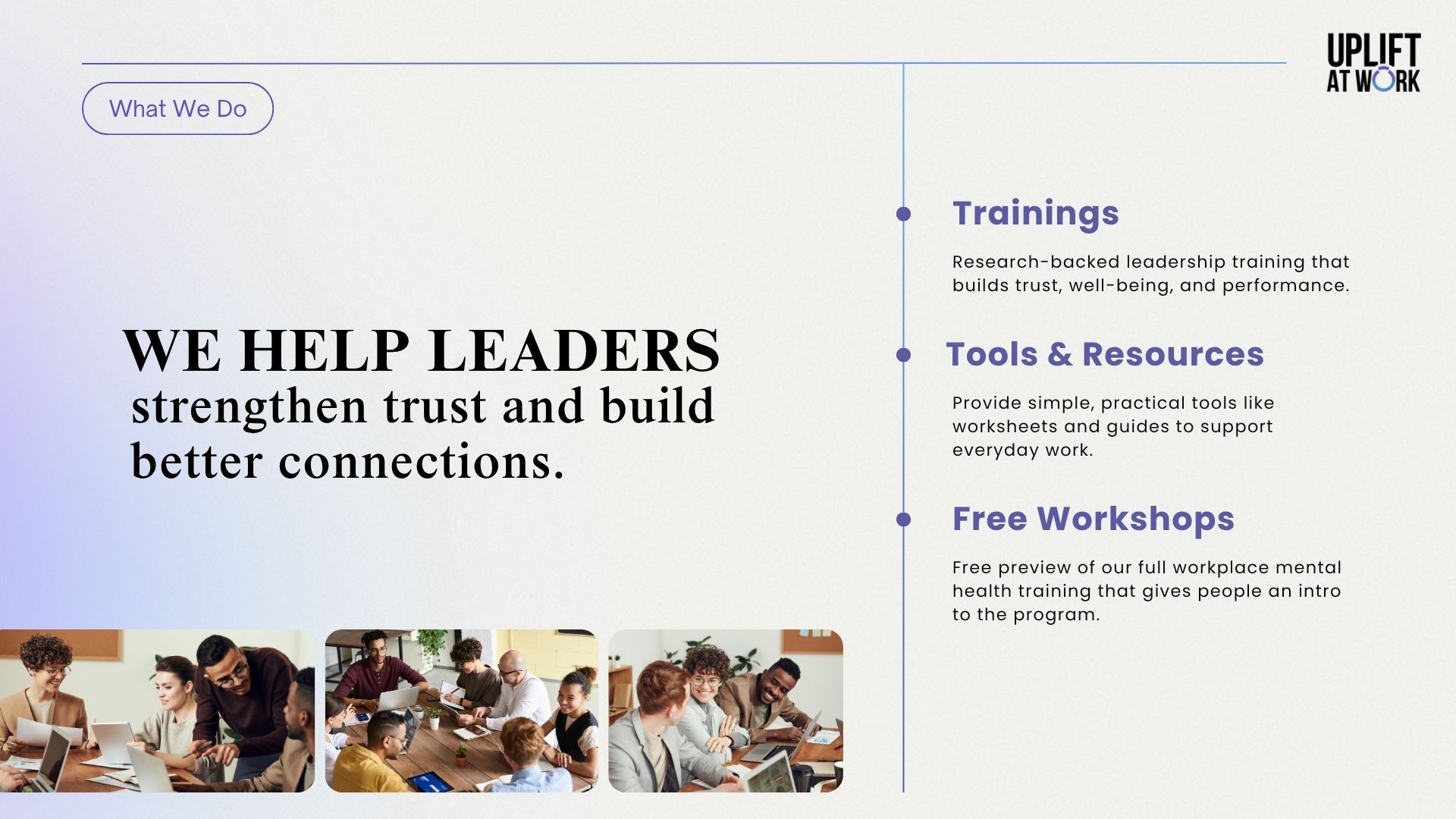 Uplift at Work pitch deck slide